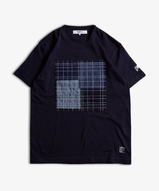 FDMTL | SASHIKO PATCH TEE  { NAVY