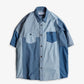 FDMTL | PATCHWORK S/S SHIRT 3YR WASH  { INDIGO