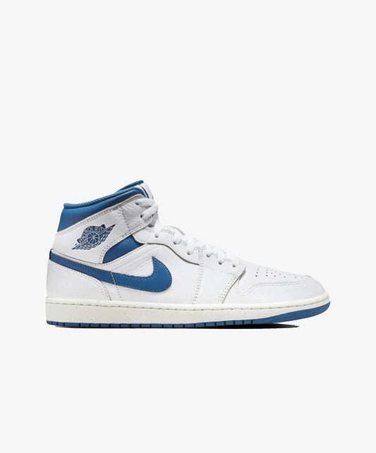 Jordan | AIR JORDAN 1 MID SE  { WHITE/INDUSTRIAL BLUE-SAIL