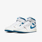 Jordan | AIR JORDAN 1 MID SE  { WHITE/INDUSTRIAL BLUE-SAIL