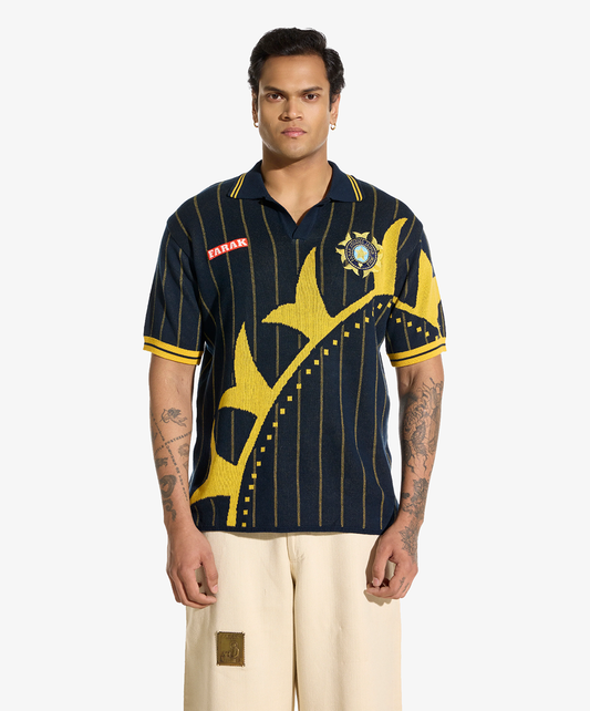 F A R A K | FLAT - KNIT INDIAN JERESY { BLUE/YELLOW