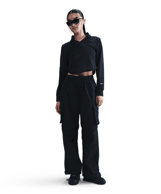 NIKE | SPORTSWEAR LONG-SLEEVE CROPPED JERSEY { BLACK/BLACK/SAIL