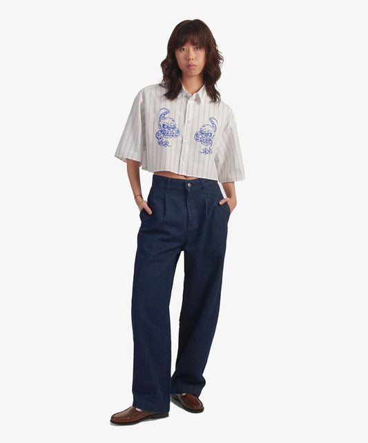 EDWIN | W' ALIX SHIRT SS { GREY/WHITE