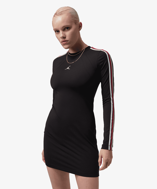 NIKE | BROOKLYN LONG-SLEEVE DRESS { BLACK/ GYM RED/ SAIL