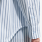 NIKE| SPORTSWEAR CHILL POPLIN OVERSIZED WOVEN LONG-SLEEVE STRIPED { MYSTIC NAVY/HYDROGEN BLUE/SUMMIT WHITE