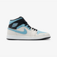 JORDAN | AIR JORDAN 1 MID { SUMMIT WHITE/BLUE CHILL-BLACK