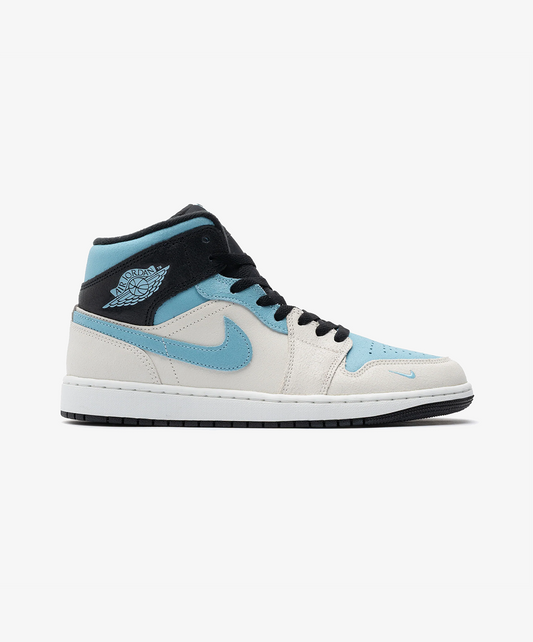 JORDAN | AIR JORDAN 1 MID { SUMMIT WHITE/BLUE CHILL-BLACK