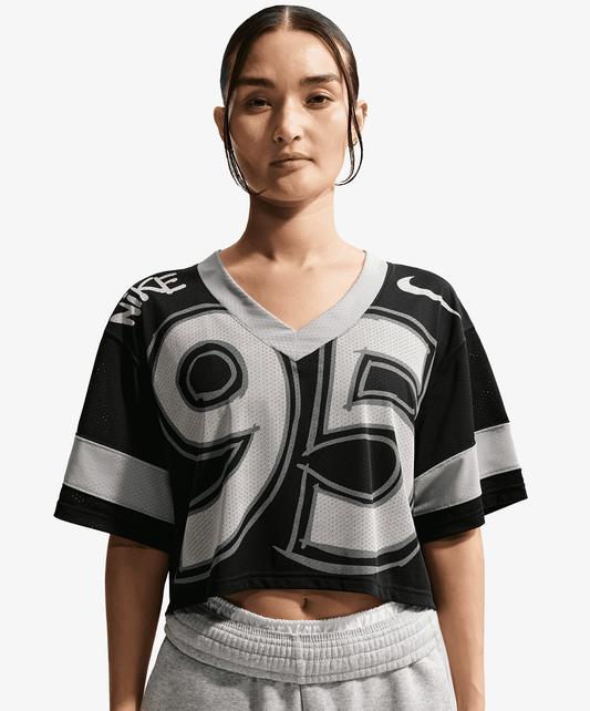 NIKE | SPORTSWEAR OVERSIZED CROPPED JERSEY { BLACK LIGHT SMOKE