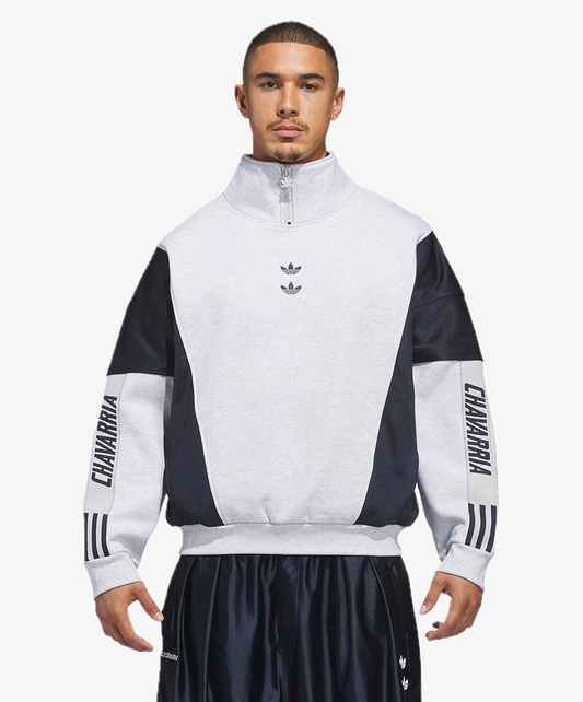 ADIDAS ORIGINALS | x CHAVARRIA WATSONVILLE MOCKNECK SWEATER { LIGHT GREY/ LEGEND INK