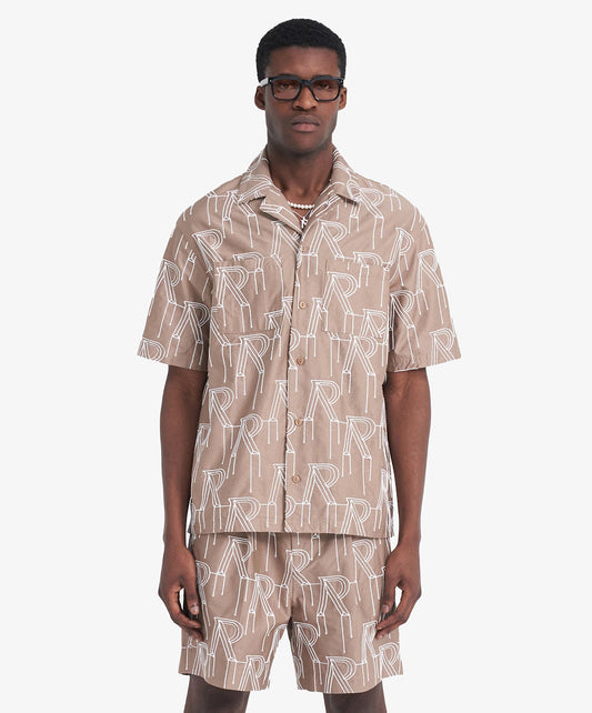 REPRESENT | EMBROIDERED INITIAL OVERSHIRT { WASHED TAUPE