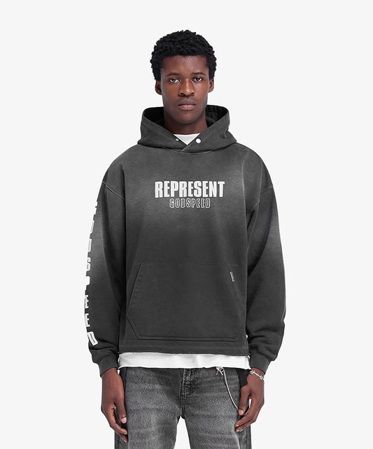 Represent | GODSPEED HOODIE { AGED BLACK