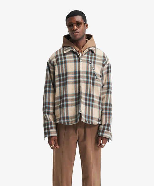Represent | HEAVY ZIP OVERSHIRT  { BROWN CHECK
