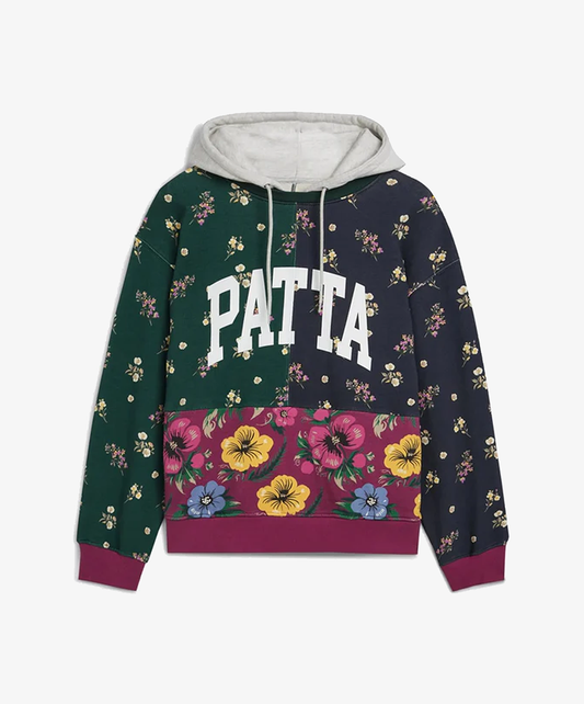PATTA |  FLORAL PATCHWORK HOODED SWEATER { MULTI
