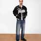 PATTA | SCRIPT LOGO SATIN VARSITY JACKET { BLACK