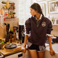 SPORTY & RICH | NY CREST VELOUR SHORT { NAVY/CREAM