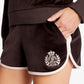 SPORTY & RICH | NY CREST VELOUR SHORT { BROWN