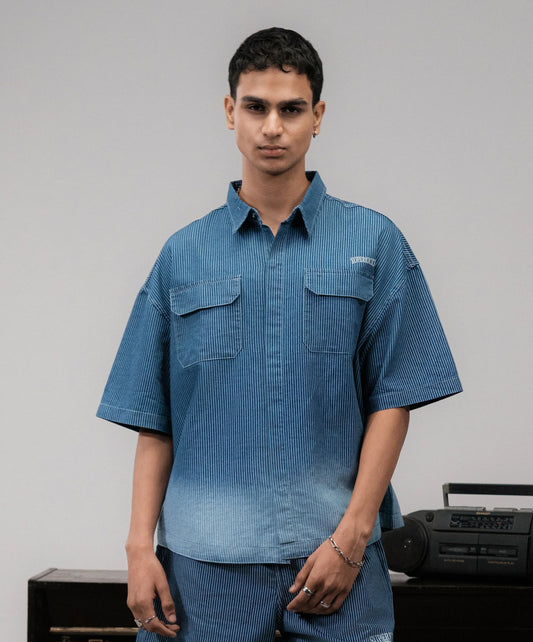 SUPERKICKS | PINSTRIPE SHIRT { BLUE/WHITE