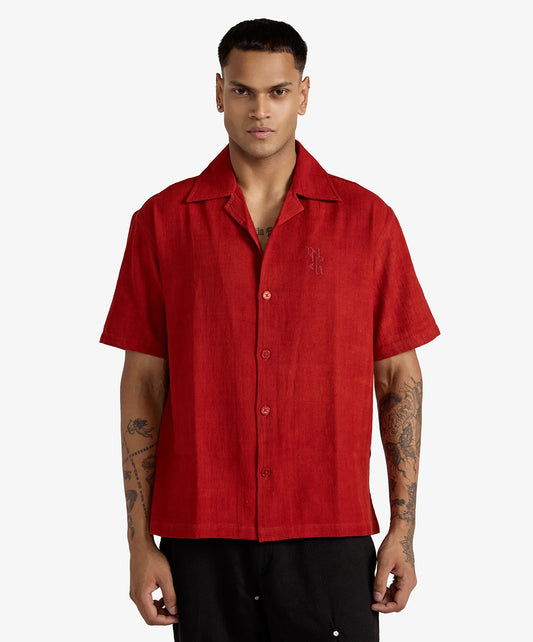 F A R A K | BASICS RED BAGRU SHIRT { RED