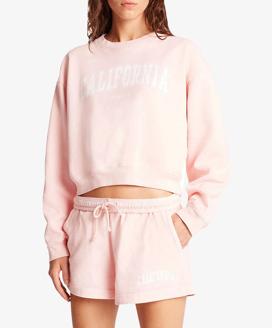 SPORTY & RICH | CALIFORNIA CROPPED CREWNECK { BALLET/WHITE