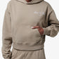 SPORTY & RICH | VENDOME SCRIPT EMBROIDERED CROPPED HOODIE { BEIGE