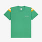 SPORTY & RICH | SERIF LOGO FOOTBALL TEE { VERDE/WHITE
