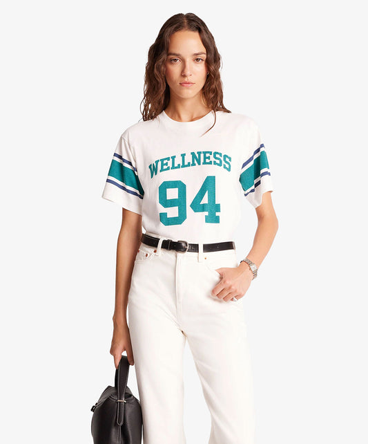 SPORTY & RICH | WELLNESS 94 RUGBY TEE { WHITE/ALPINE/NAVY
