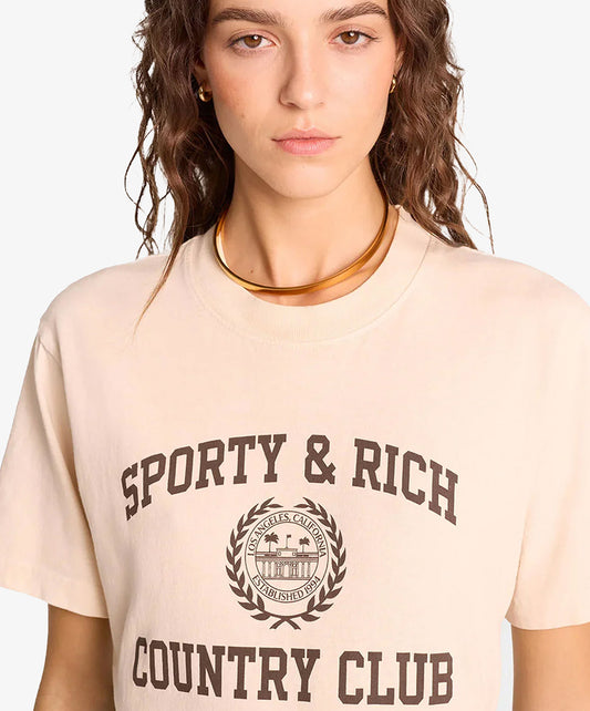 SPORTY & RICH | VARSITY CREST TEE { CREAM