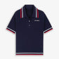 SPORTY & RICH | SERIF MINI CABLE POLO T-SHIRT { NAVY