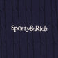 SPORTY & RICH | SERIF MINI CABLE POLO T-SHIRT { NAVY
