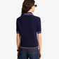 SPORTY & RICH | SERIF MINI CABLE POLO T-SHIRT { NAVY