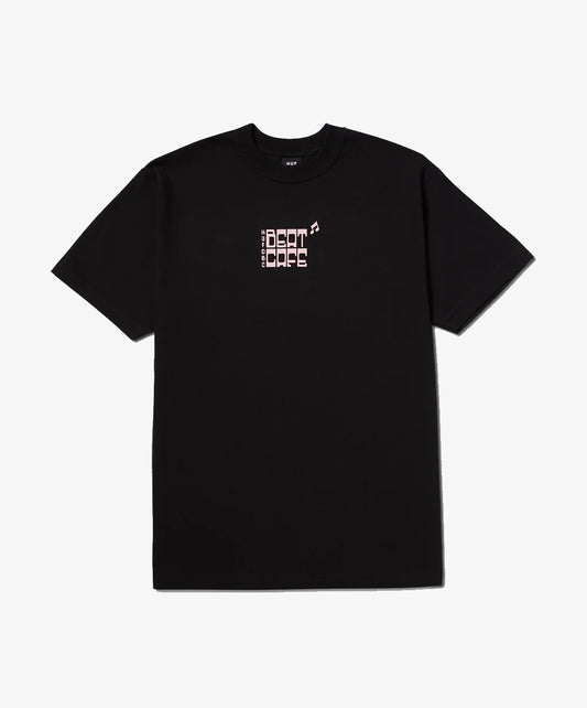 HUF | BEAT CAFE T-SHIRT  { BLACK