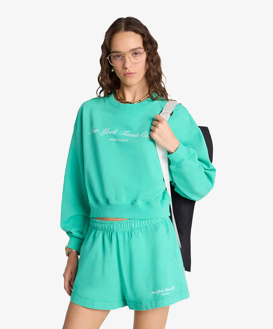 SPORTY & RICH | NY TENNIS CLUB CROPPED CREW NECK CARIBBEAN { GREEN