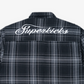 Superkicks | EMBROIDERED FLANNEL SHIRT  { GREY/BLACK