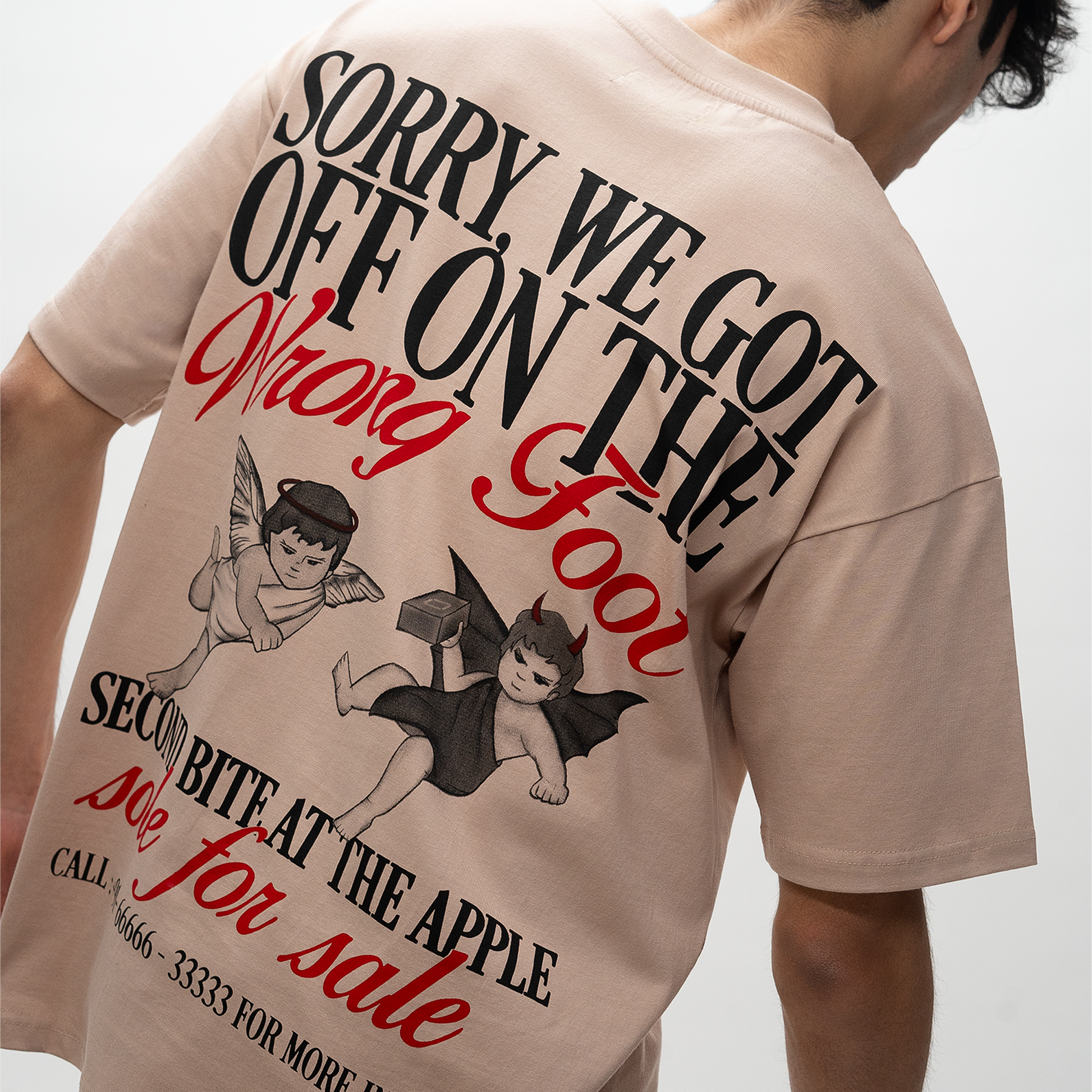 Superkicks ‘Second Chances’  Cotton T-shirt with Cupid and Demon graphic