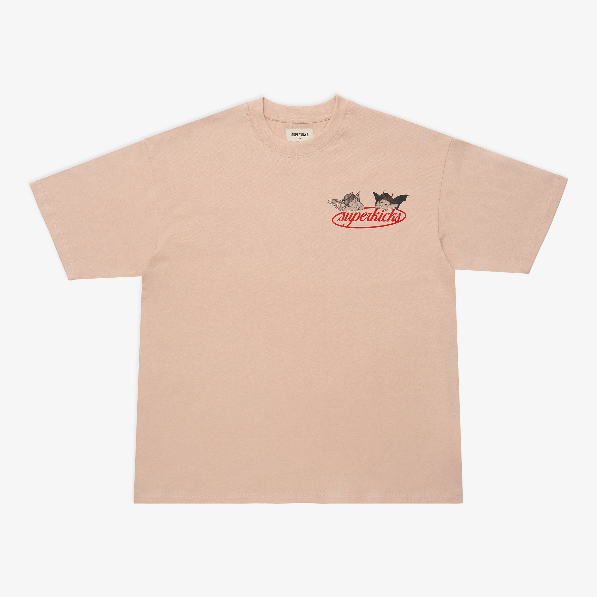 Superkicks ‘Second Chances’  Cotton T-shirt with Cupid and Demon graphic