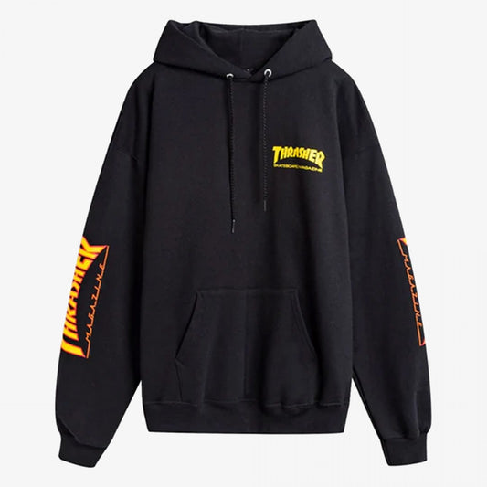 FLAME HOODIE DOUBLE LOGO FLAME PRINT HOODIE 'BLACK'