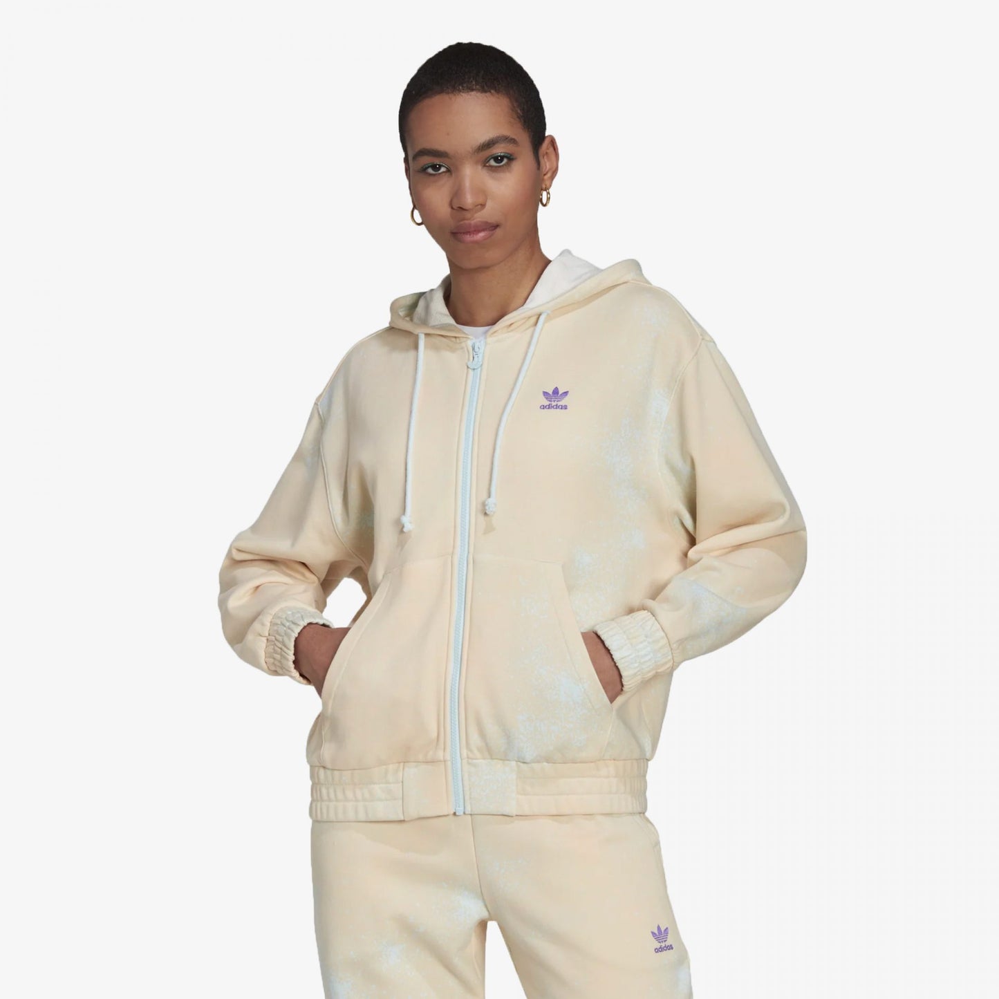 ALLOVER PRINT FULL ZIP HOODIE 'ALMOST BLUE / HAZY ORANGE'