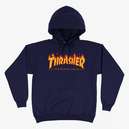 Thrasher | FLAME HOODIE  { NAVY