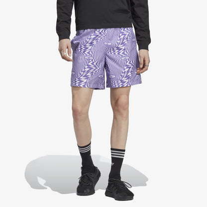 Adidas Originals | REKIVE ALLOVER PRINT SHORTS  { WHITE/PURPLE RUSH