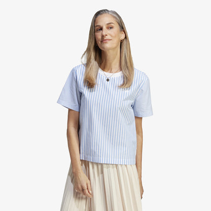 Adidas Originals | PREMIUM ESSENTIALS POPLIN TEE  { WHITE/BLUE