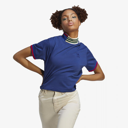 Adidas Originals | RIB COLLAR CROP TEE  { VICTORY BLUE