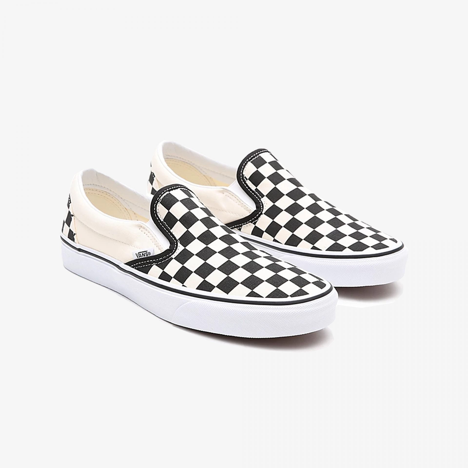 Checkered vans slip ons black and white Clearance