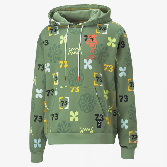 RUN IT BACK PRINTED BASKETBALL HOODIE 'DUSTY GREEN'